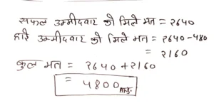 एक चुनाव में एक उम्मीदवार 45% मत प्राप्त करता है. परन्तु वह सफल उम्मीदवार से 480 मतों से हार जाता है, तो कुल वैध मतों की संख्या है ?